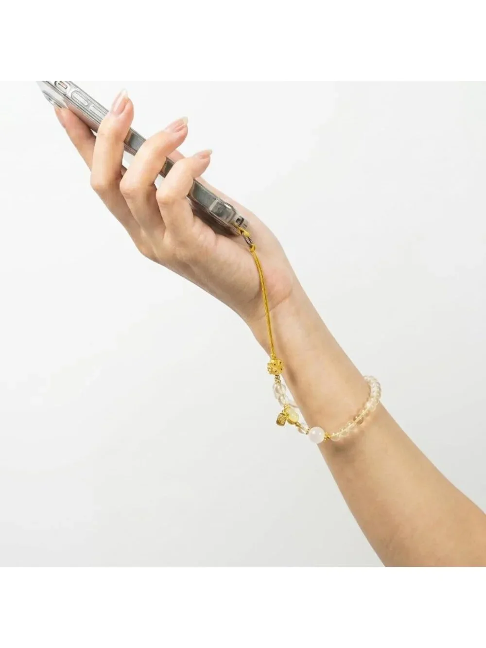 Colorful Rutilated Quartz Phone Charm - Handmade Crystal Bead Strap, Elegant